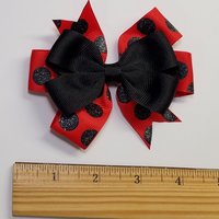 3.5" Red Black Glitter Polka Dot 