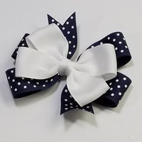 3.5" Navy White Polka Dot 