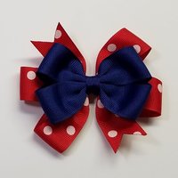 3.5" Light Navy Red Polka Dot 