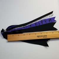 Gymnastics Purple Black Ponytail Streamer *You Choose Solid Ribbon Color- Glitter Color & Length*
