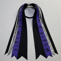 Gymnastics Purple Black Ponytail Streamer *You Choose Solid Ribbon Color- Glitter Color & Length*