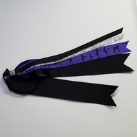 Gymnastics Purple Black Ponytail Streamer *You Choose Solid Ribbon Color- Glitter Color & Length*