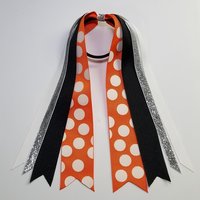 Black Orange Custom School Color Team Sport Ponytail Streamer *You Choose Solid Ribbon Color- Glitter Color & Length*