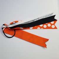 Black Orange Custom School Color Team Sport Ponytail Streamer *You Choose Solid Ribbon Color- Glitter Color & Length*