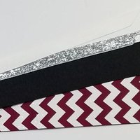Maroon White Glitter Chevron Stripe Custom School Color Team Sport Ponytail Streamer *You Choose Solid Ribbon Color- Glitter Color & Length*