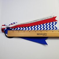 Royal Blue White Red Chevron Custom School Color Team Sport Ponytail Streamer *You Choose Solid Ribbon Color- Glitter Color & Length*