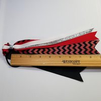 Red Black Glitter Chevron Custom School Color Team Sport Ponytail Streamer *You Choose Solid Ribbon Color- Glitter Color & Length*