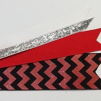 Red Black Glitter Chevron Custom School Color Team Sport Ponytail Streamer *You Choose Solid Ribbon Color- Glitter Color & Length*