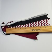 Maroon White Glitter Chevron Stripe Custom School Color Team Sport Ponytail Streamer *You Choose Solid Ribbon Color- Glitter Color & Length*