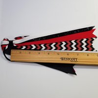 Black Red White Chevron Custom School Color Team Sport Ponytail Streamer *You Choose Solid Ribbon Color- Glitter Color & Length*
