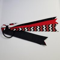 Black Red White Chevron Custom School Color Team Sport Ponytail Streamer *You Choose Solid Ribbon Color- Glitter Color & Length*