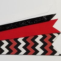 Black Red White Chevron Custom School Color Team Sport Ponytail Streamer *You Choose Solid Ribbon Color- Glitter Color & Length*