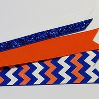 Royal  Blue Orange White Chevron Custom School Color Team Sport Ponytail Streamer *You Choose Solid Ribbon Color- Glitter Color & Length*