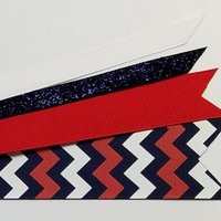 Navy Blue Red White Chevron Custom School Color Team Sport Ponytail Streamer *You Choose Solid Ribbon Color- Glitter Color & Length*
