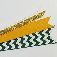 Green Gold White Chevron Custom School Color Team Sport Ponytail Streamer *You Choose Solid Ribbon Color- Glitter Color & Length*