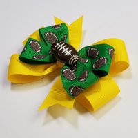 3.5" Football Glitter  Green Yellow 