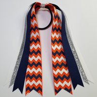 Navy Blue Orange White Chevron 