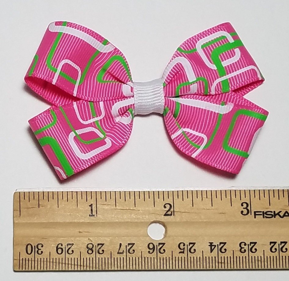 3" Pink Green Square 