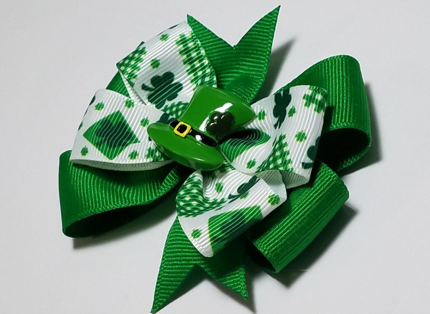 3.5" St. Patrick Shamrock Hair Bow