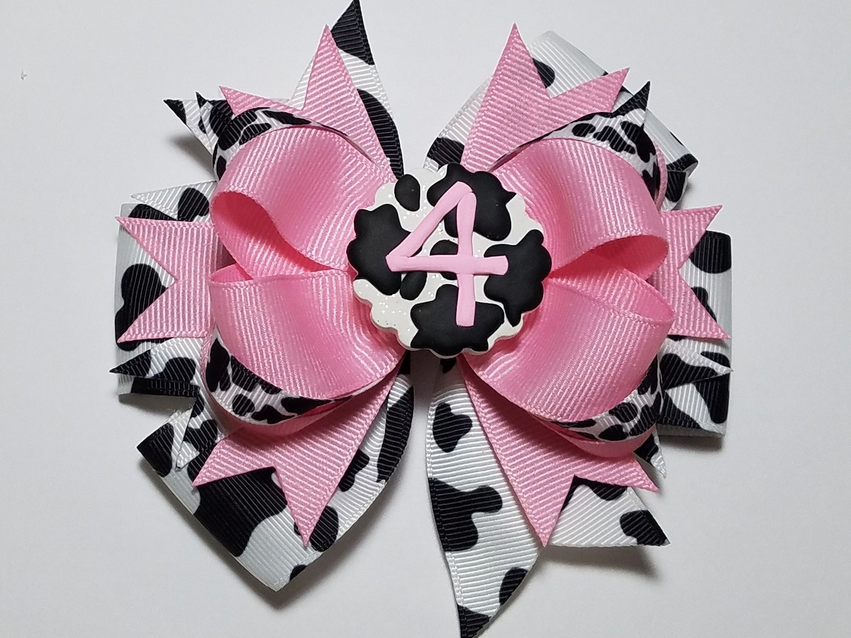 5" 4th Birthday Cow Print