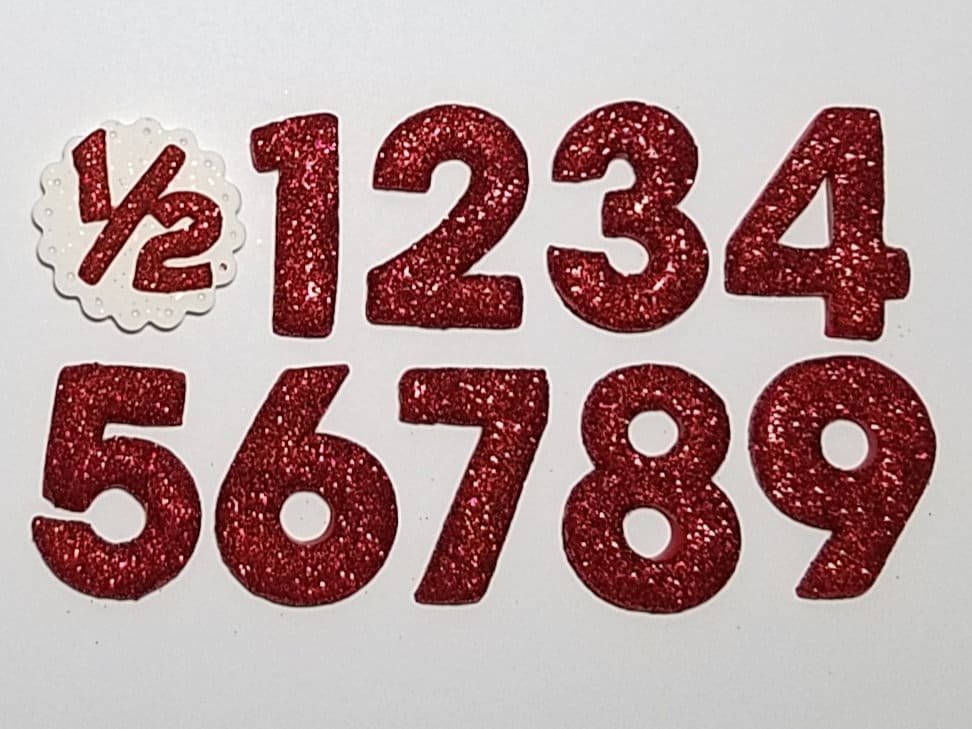 Red Glitter Birthday Number