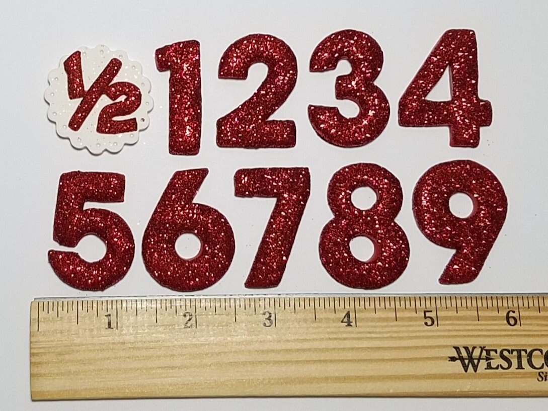 Red Glitter Birthday Number