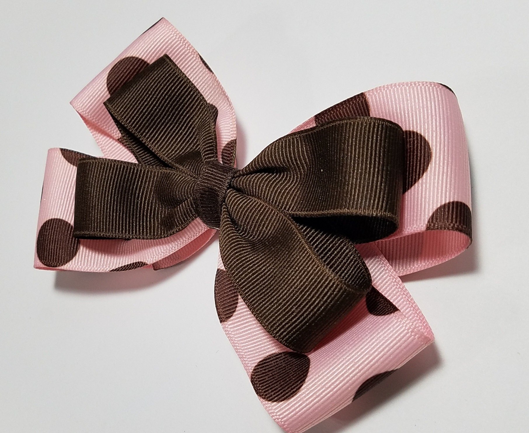 5" Pink Brown Polka Dot