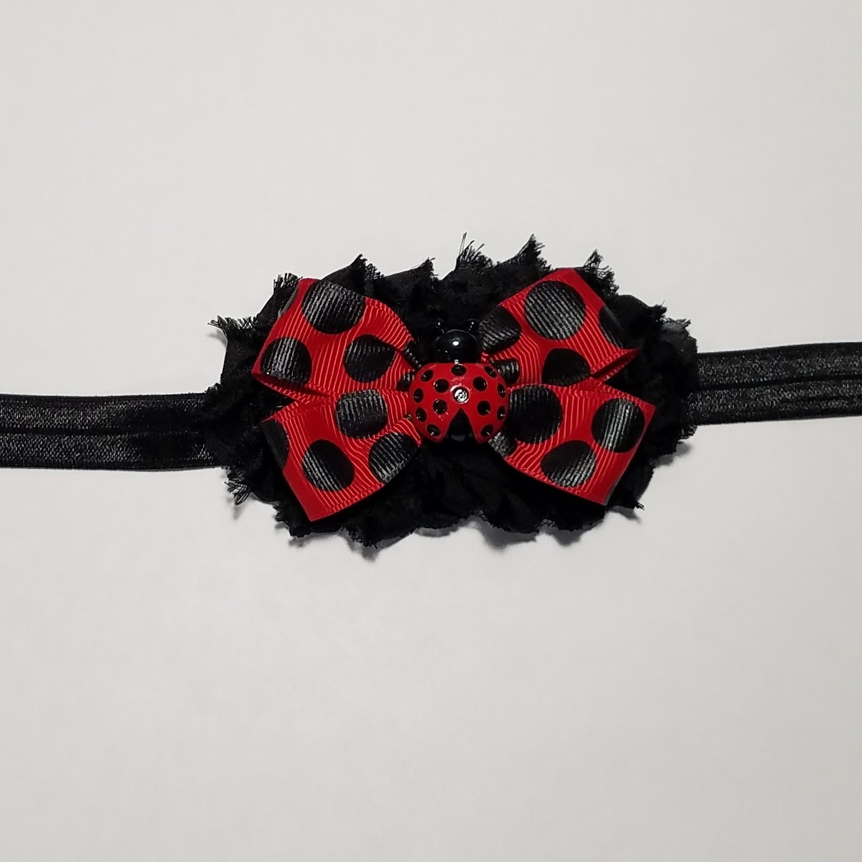 4" Ladybug Shabby Flower
