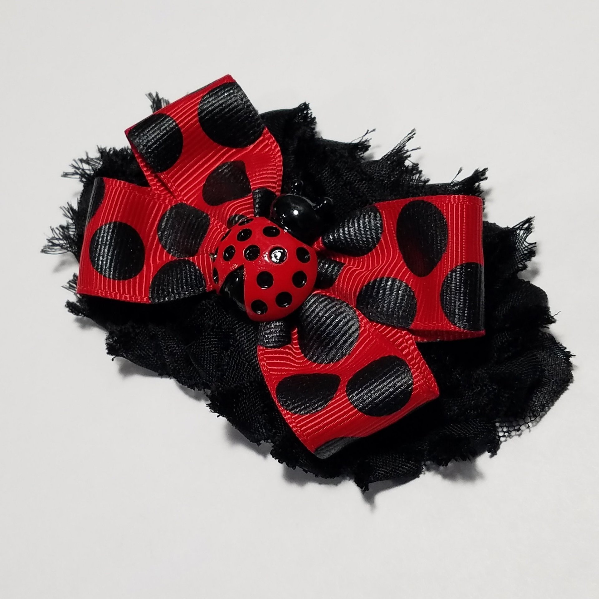 4" Ladybug Shabby Flower
