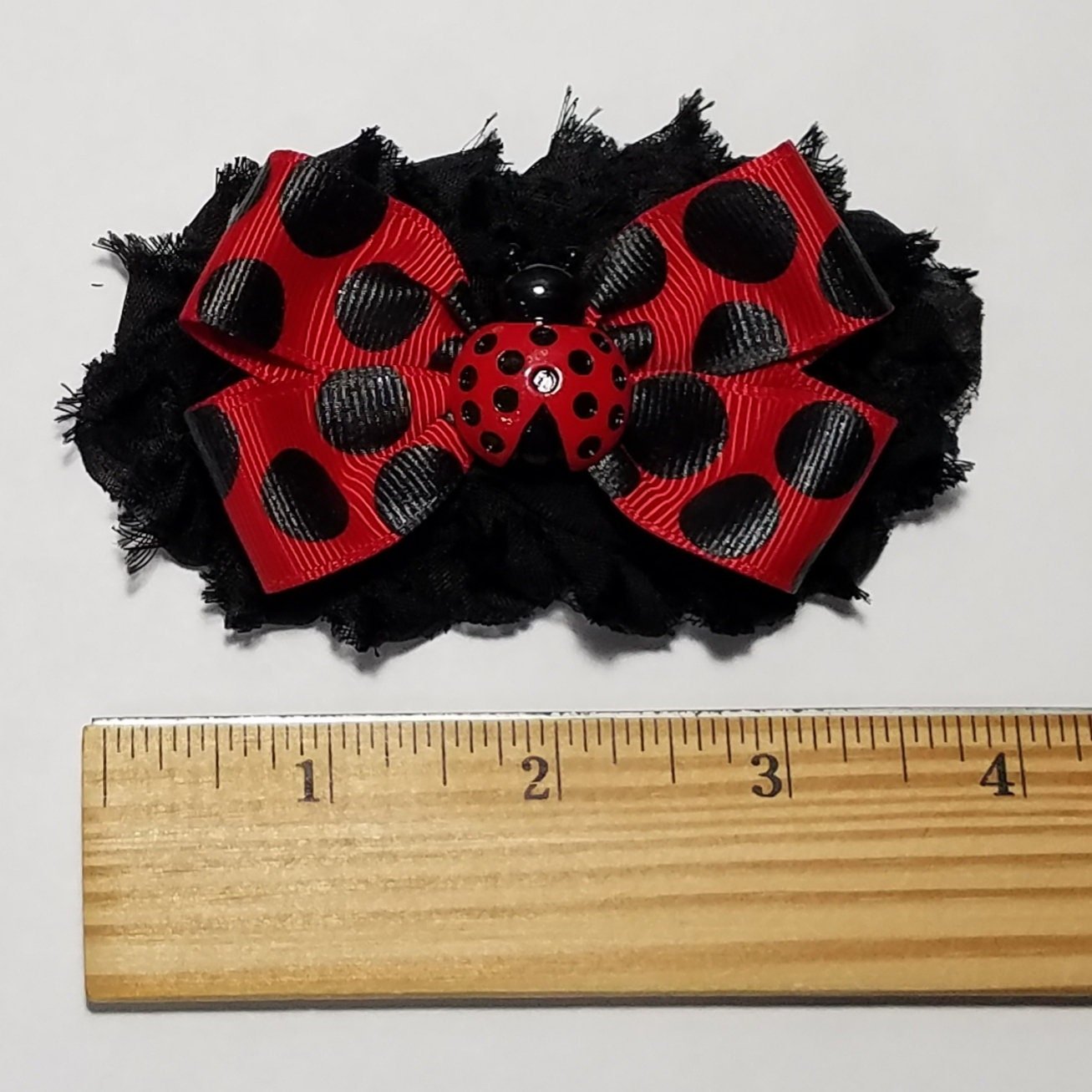 4" Ladybug Shabby Flower