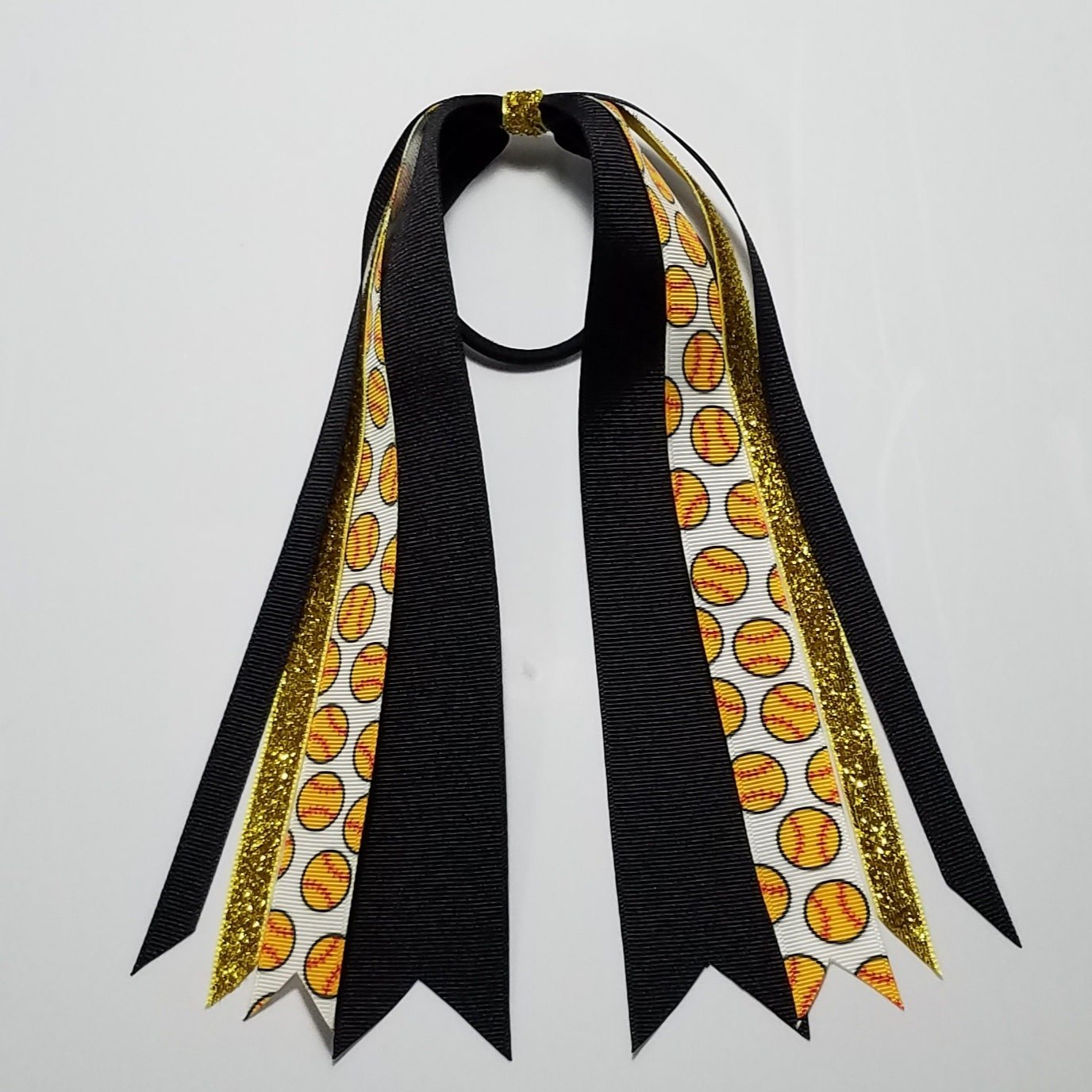 Softball Ponytail Streamer *You Choose Solid Ribbon Color- Glitter Color & Length*