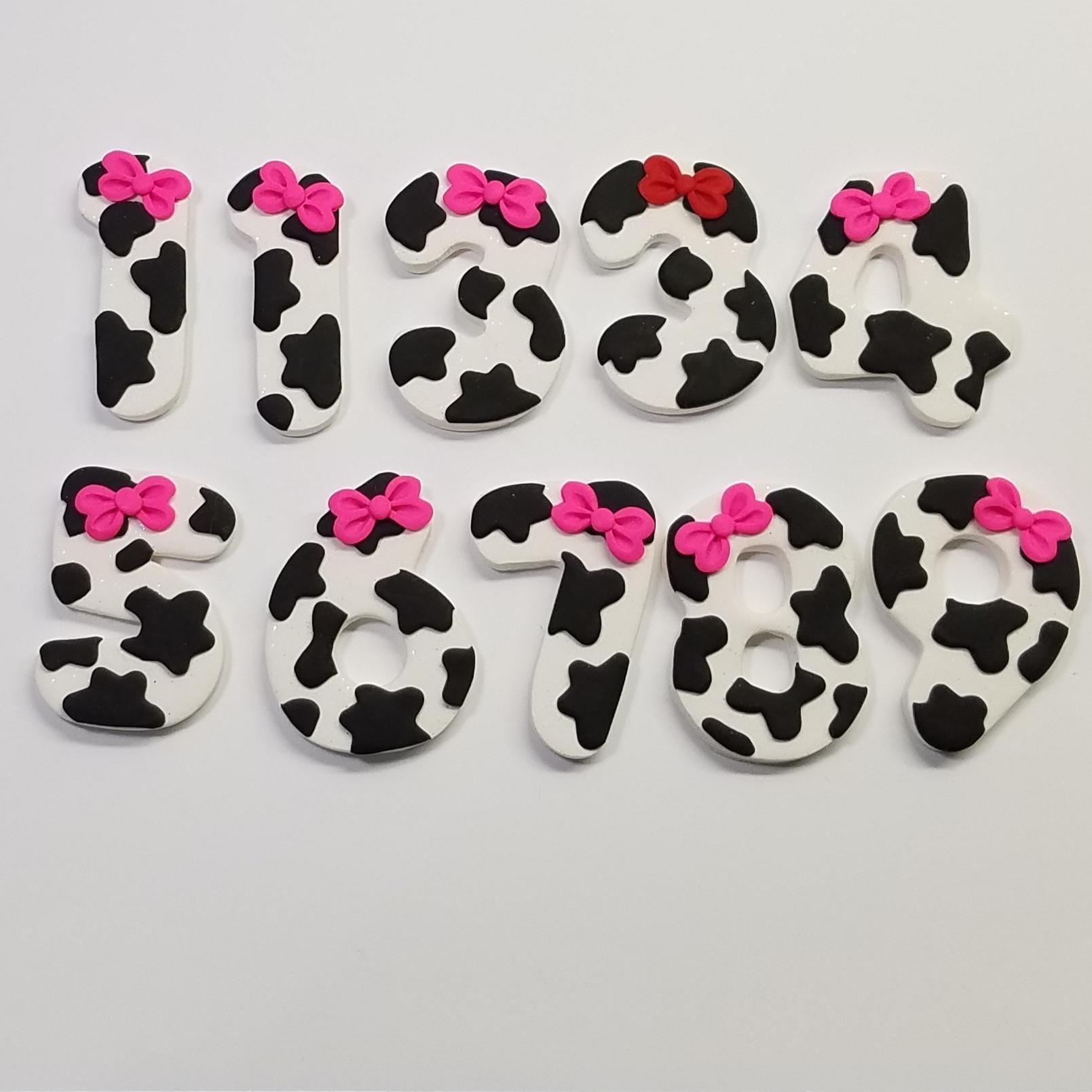 Cow Print Glitter Birthday Number