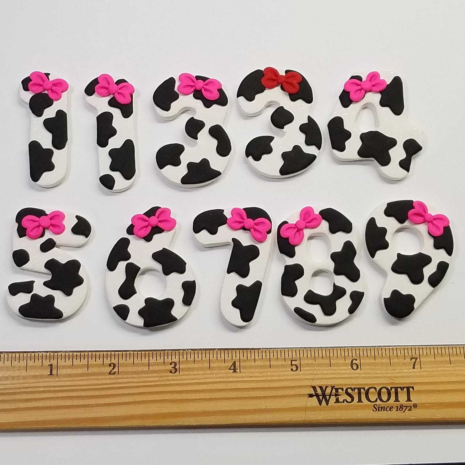 Cow Print Glitter Birthday Number