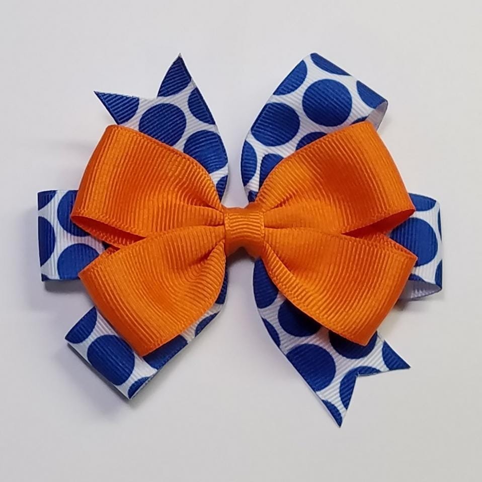 3.5" Orange Royal Blue Polka Dot 