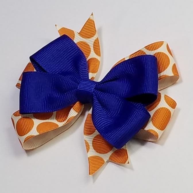 3.5" Royal Blue Orange Polka Dot Team Sport School 