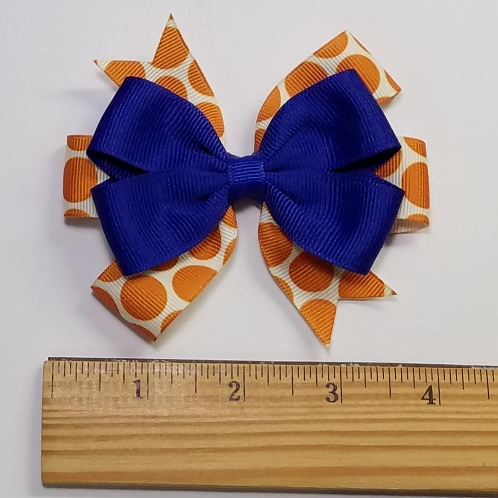 3.5" Royal Blue Orange Polka Dot Team Sport School 