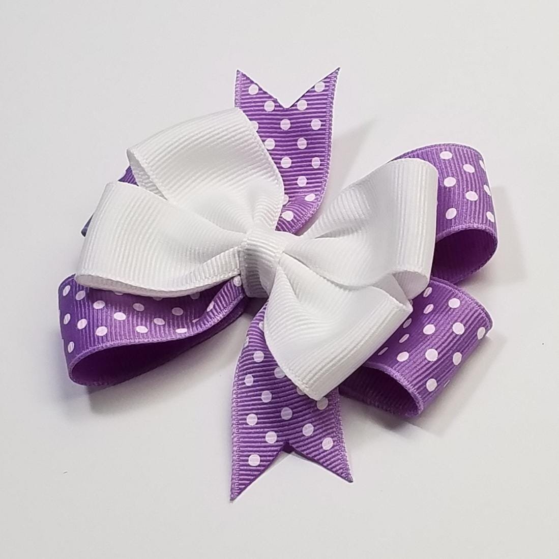 3.5" White Dark Orchid Purple Polka Dot 