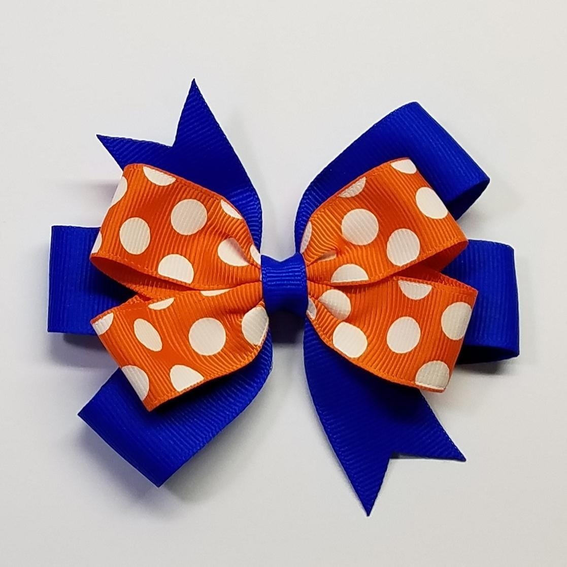 3.5" Orange Polka Dot Electric Blue Team Sport School 