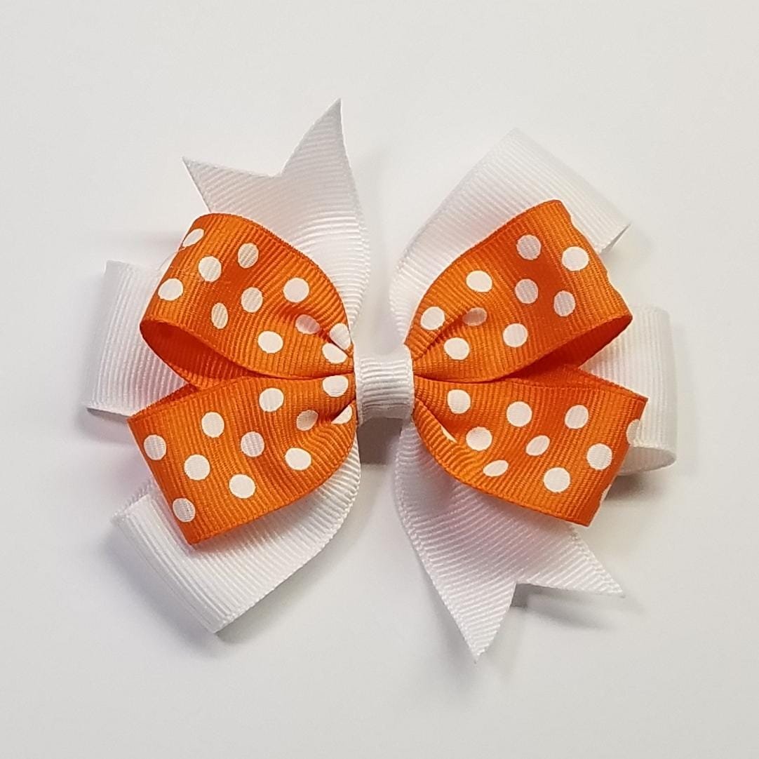 3.5" Orange White Polka Dot Team Sport School