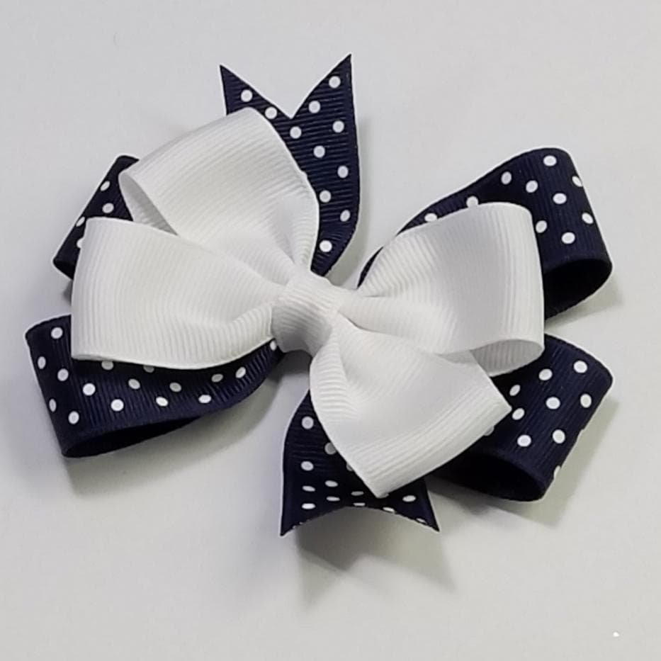 3.5" Navy White Polka Dot 