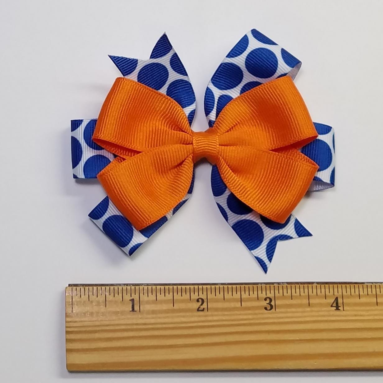 3.5" Orange Royal Blue Polka Dot 