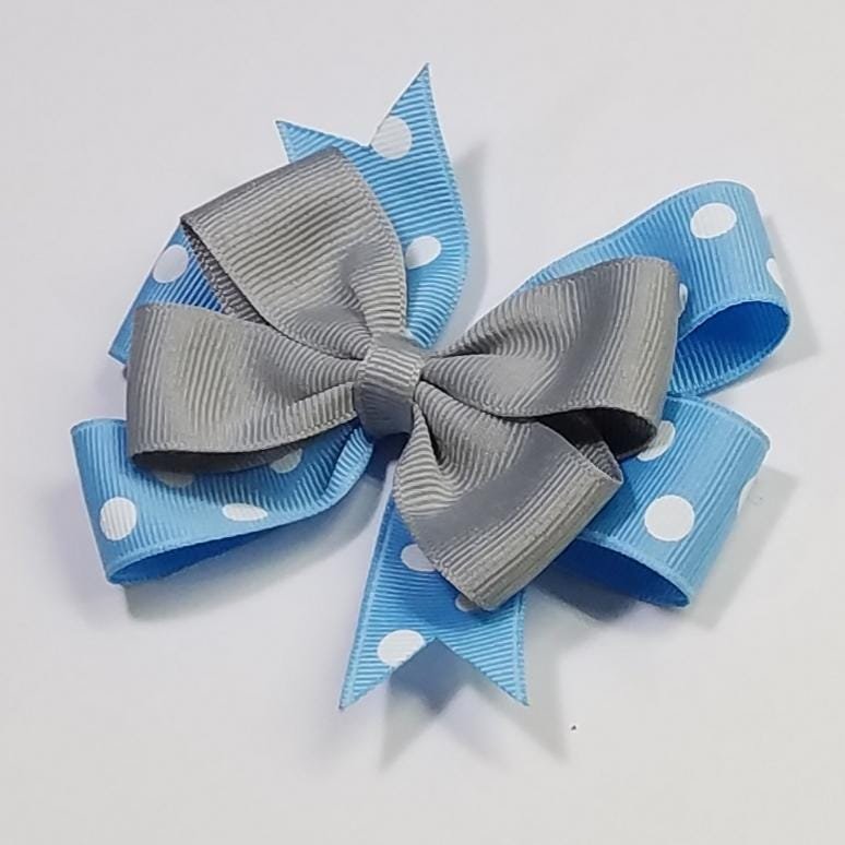 3.5" Silver Grey Blue Polka Dot Team Sport School