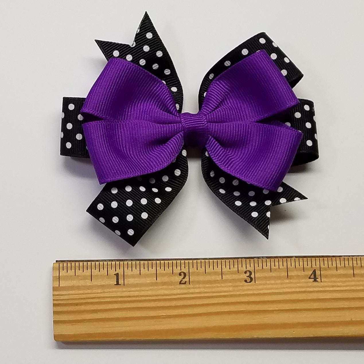 3.5" Purple Black Polka Dot Team Sport School 