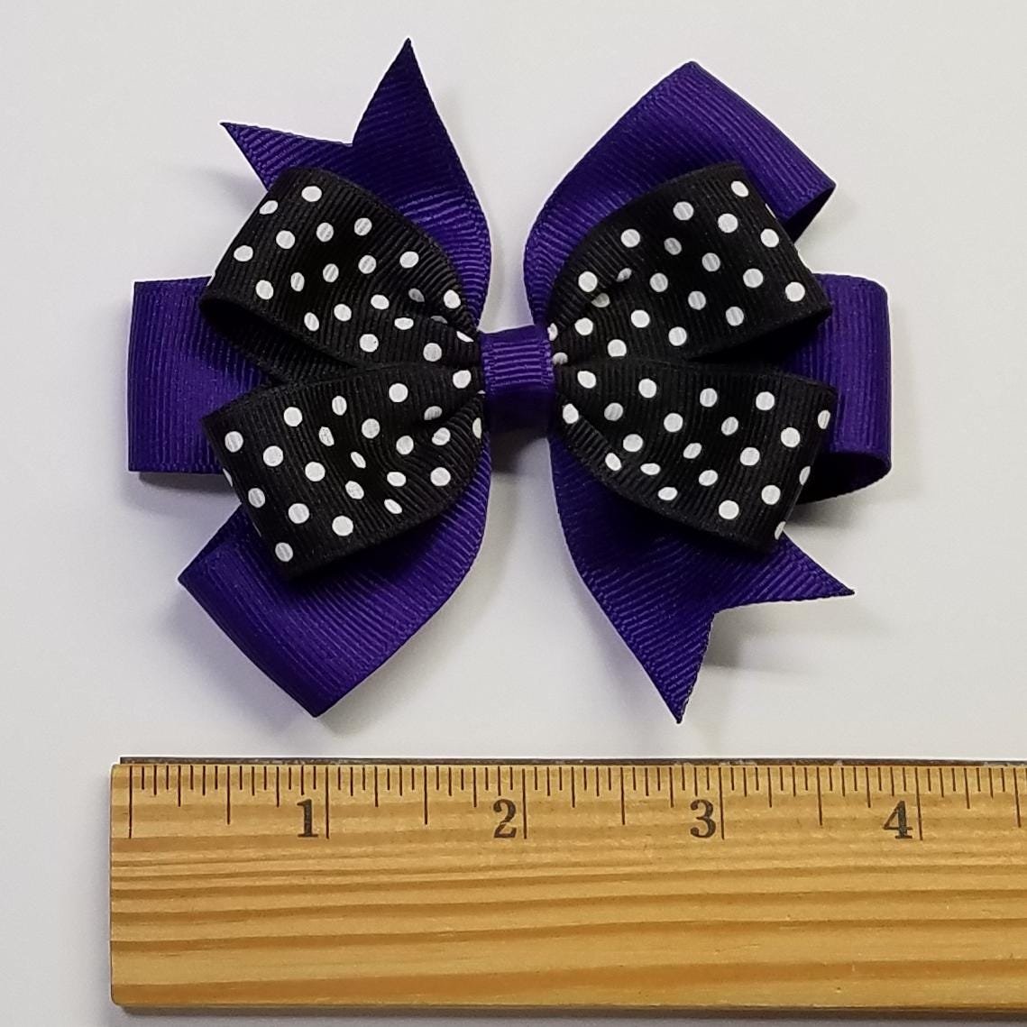 3.5" Purple Black Polka Dot Team Sport School