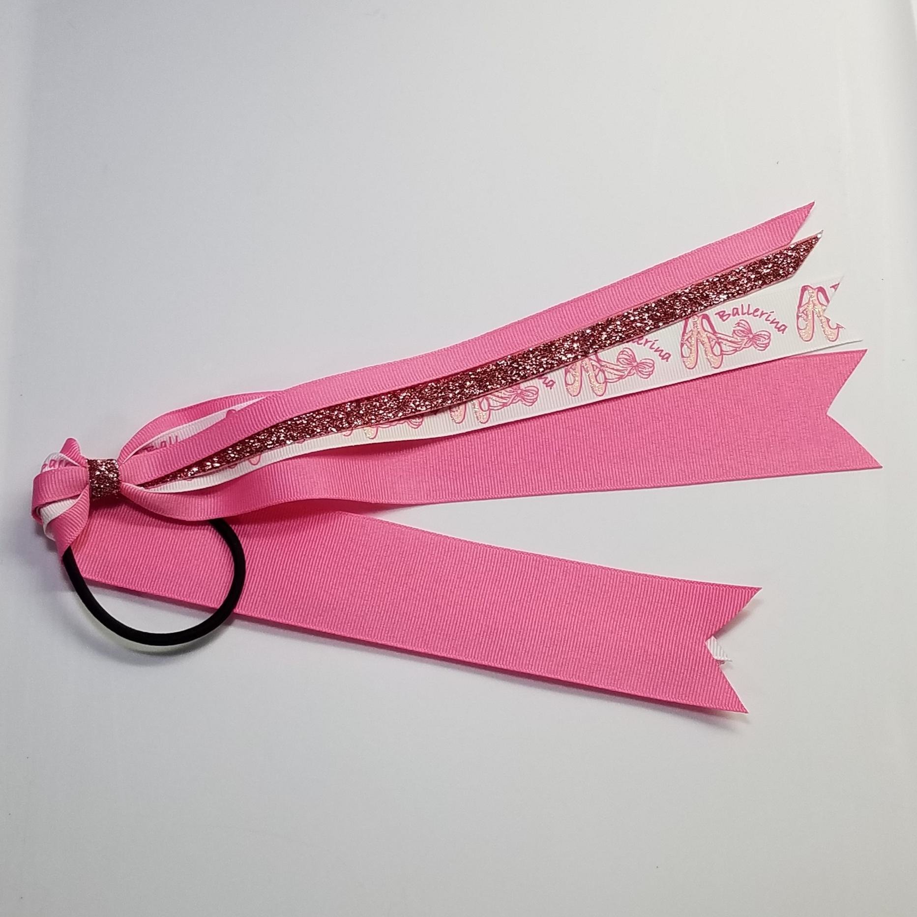 Ballerina Glitter Ponytail Streamer *You Choose Solid Ribbon Color- Glitter Color & Length*