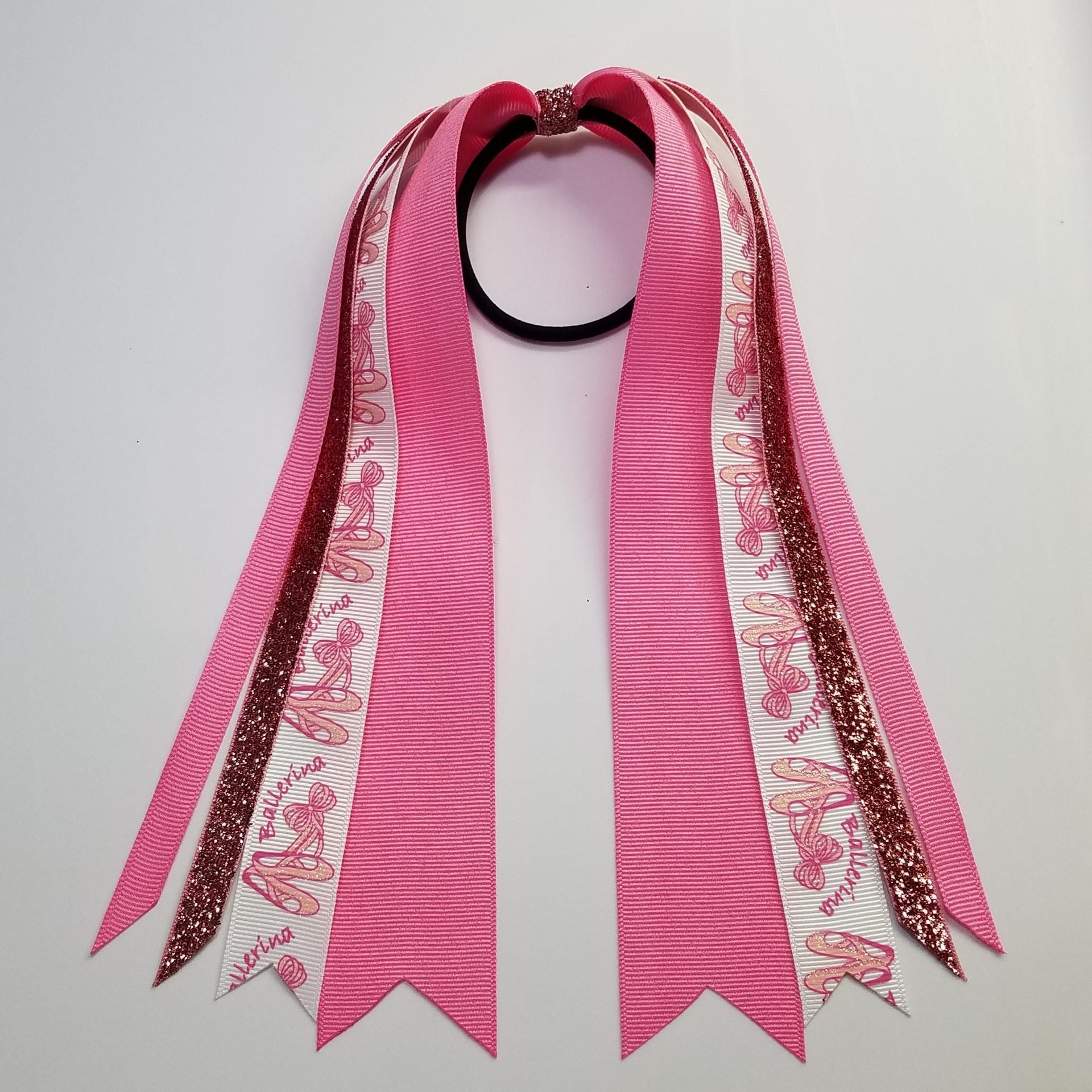 Ballerina Glitter Ponytail Streamer *You Choose Solid Ribbon Color- Glitter Color & Length*