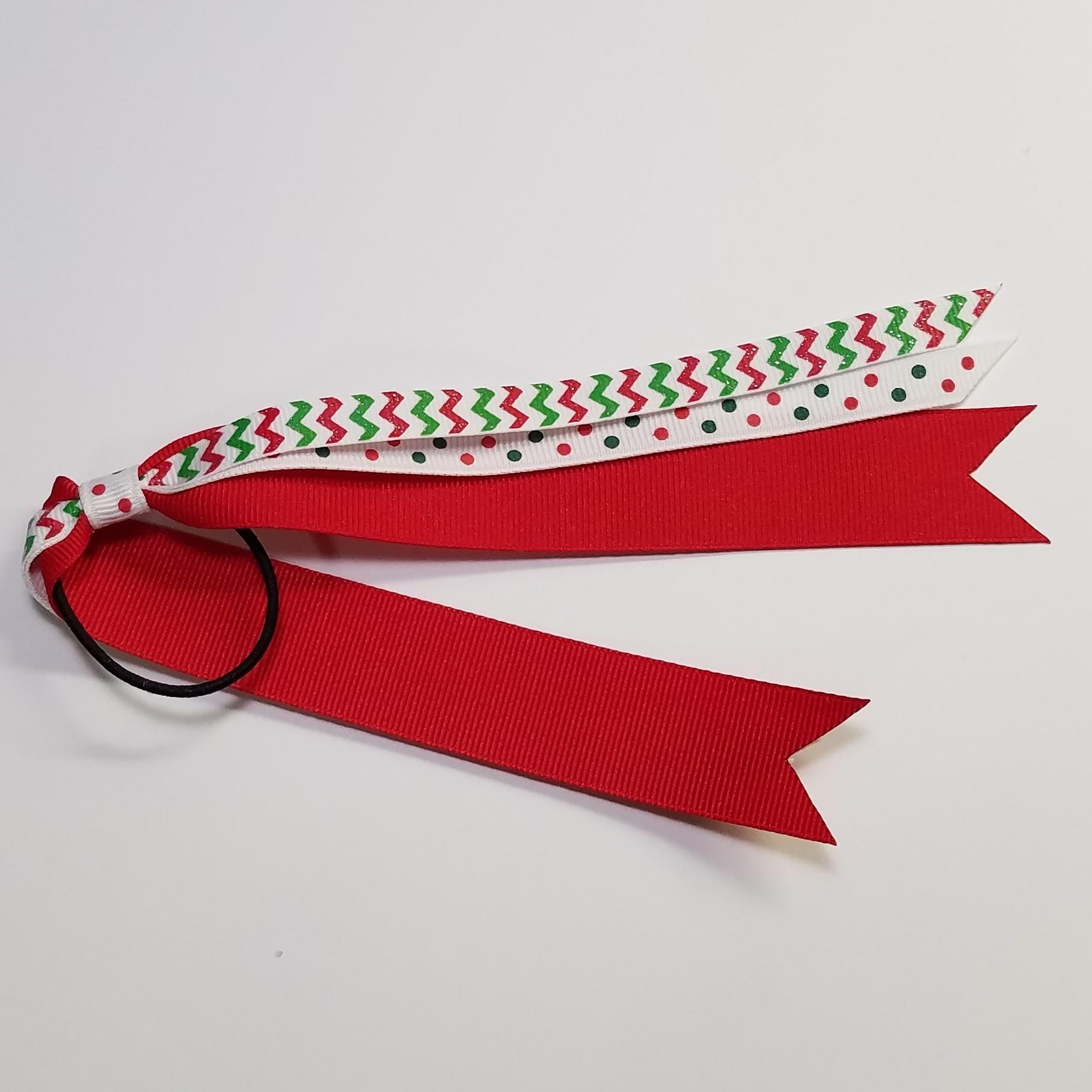 Christmas Glitter TODDLER Ponytail Streamer on Toddler Size Hair Tie