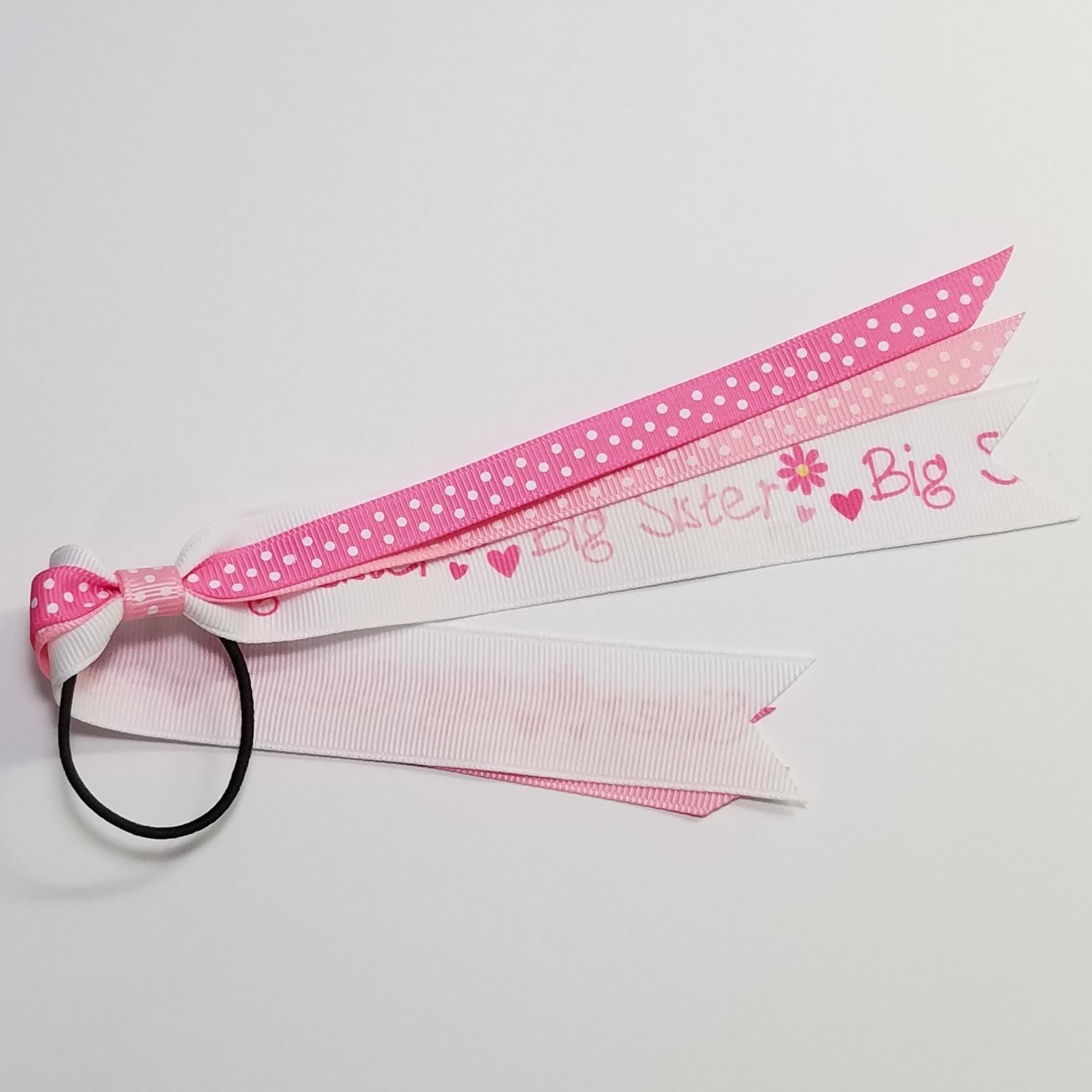 Big Sister TODDLER Ponytail Streamer on Toddler Size Hair Tie