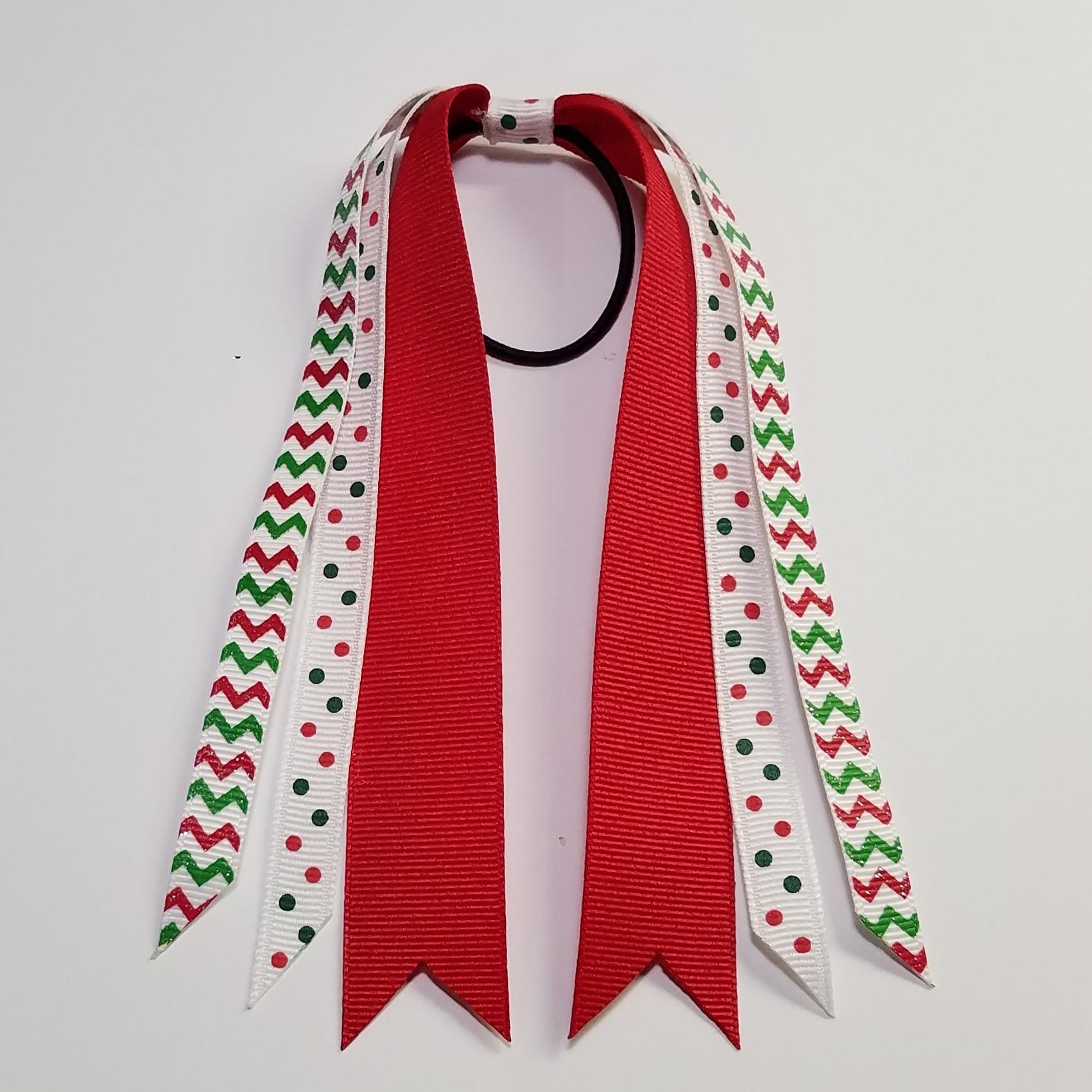 Christmas Glitter TODDLER Ponytail Streamer on Toddler Size Hair Tie