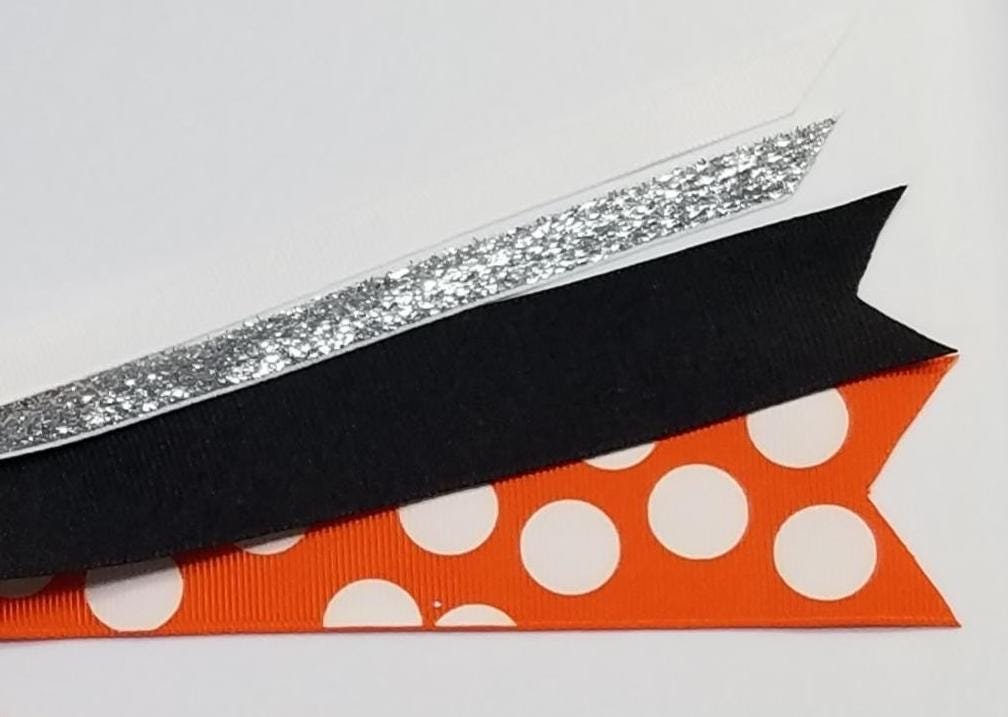 Black Orange Custom School Color Team Sport Ponytail Streamer *You Choose Solid Ribbon Color- Glitter Color & Length*